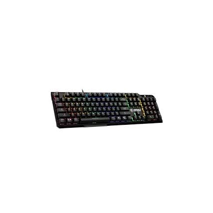 MSI VIGOR GK41 LR US Gaming Keyboard, Black, 6 fixed color LEDs in 10 different lighting zones, 6+N Key Rollover & Anti-ghosting, Hotkeys for Rapid Control, 3 Adjustable Keyboard Angles